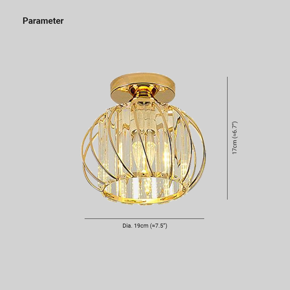 Muto Vintage Bola Cristal/Metal Lámpara de Techo Negra/Dorada