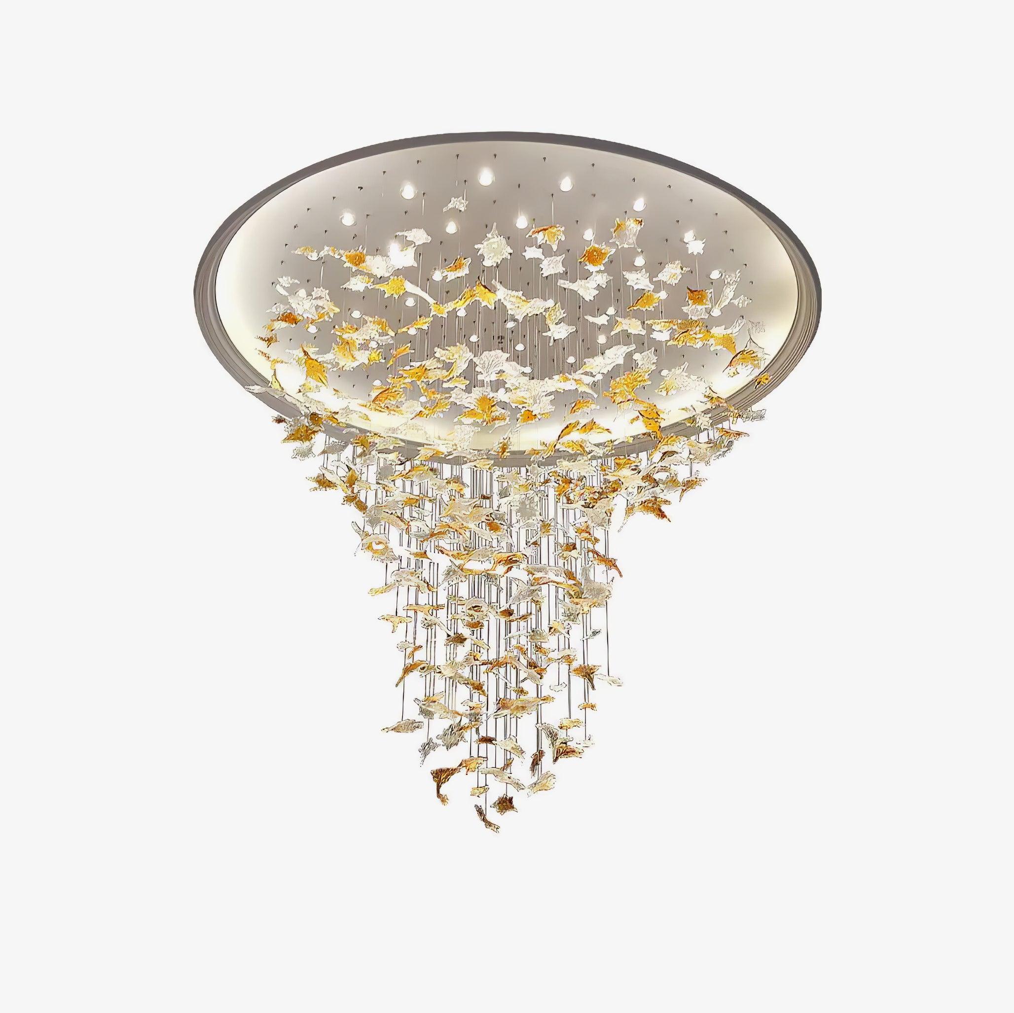 Multicolor Crystal Maple Leaf Chandelier-Homelova
