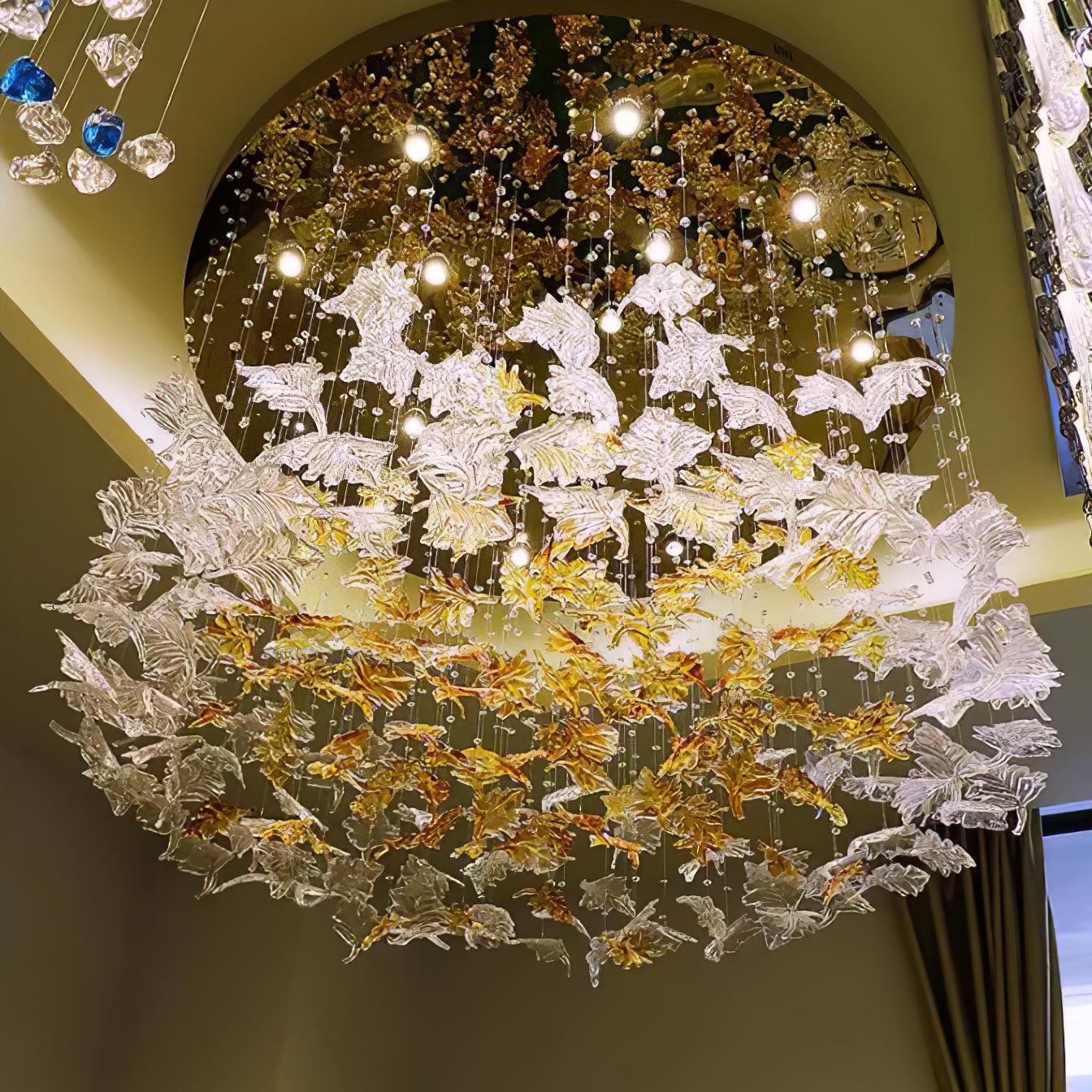 Multicolor Crystal Maple Leaf Chandelier-Homelova