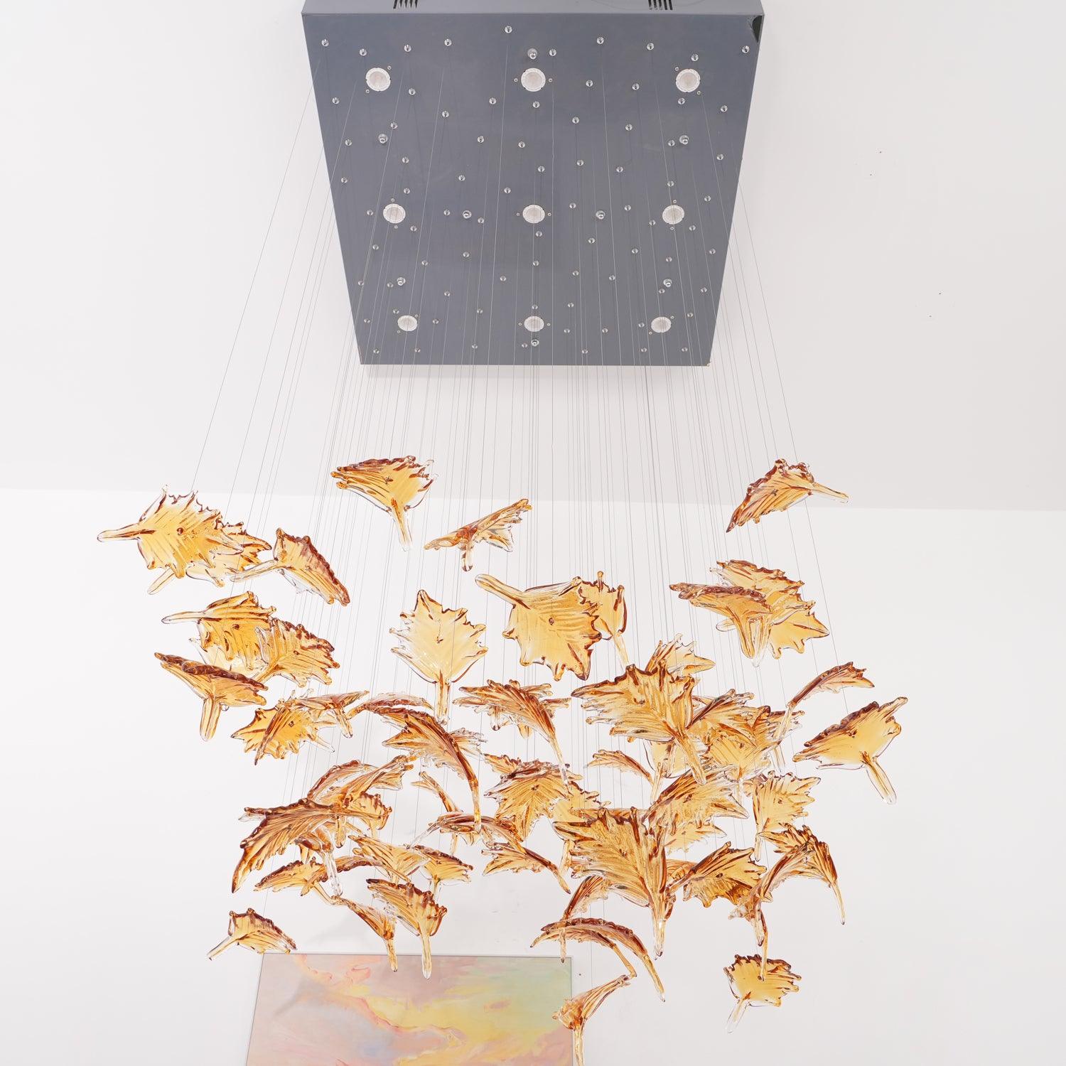 Multicolor Crystal Maple Leaf Chandelier-Homelova