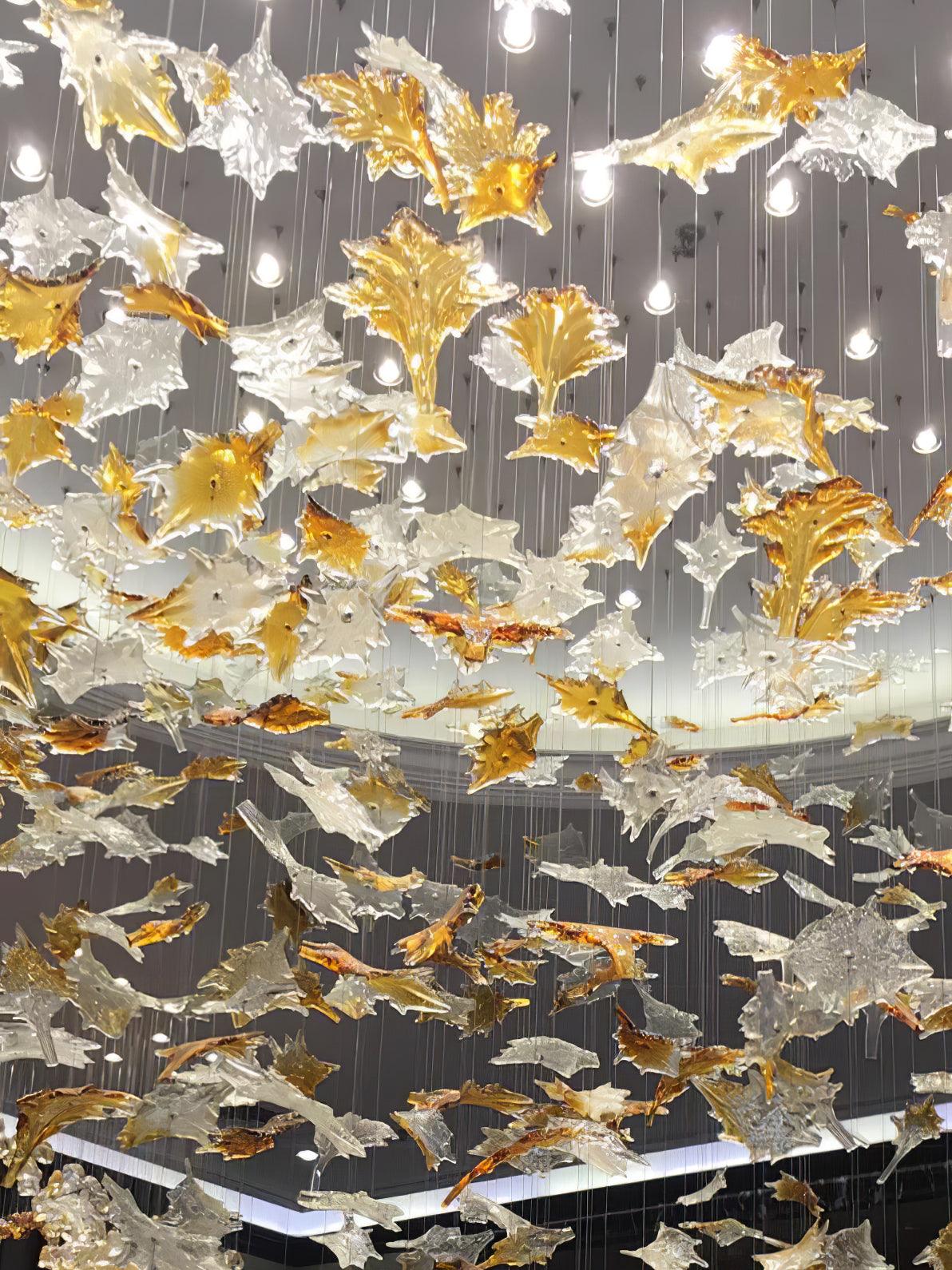 Multicolor Crystal Maple Leaf Chandelier-Homelova