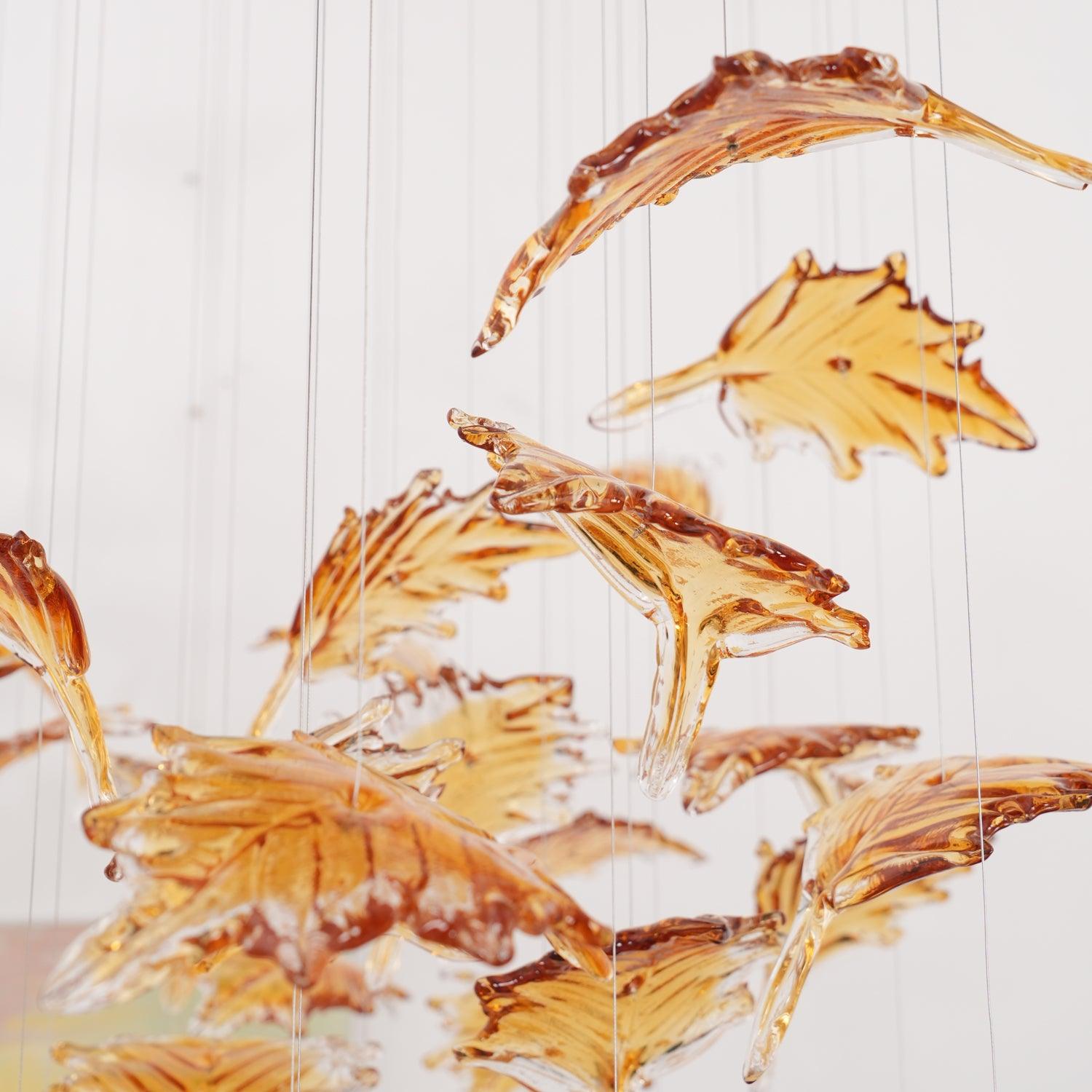 Multicolor Crystal Maple Leaf Chandelier-Homelova