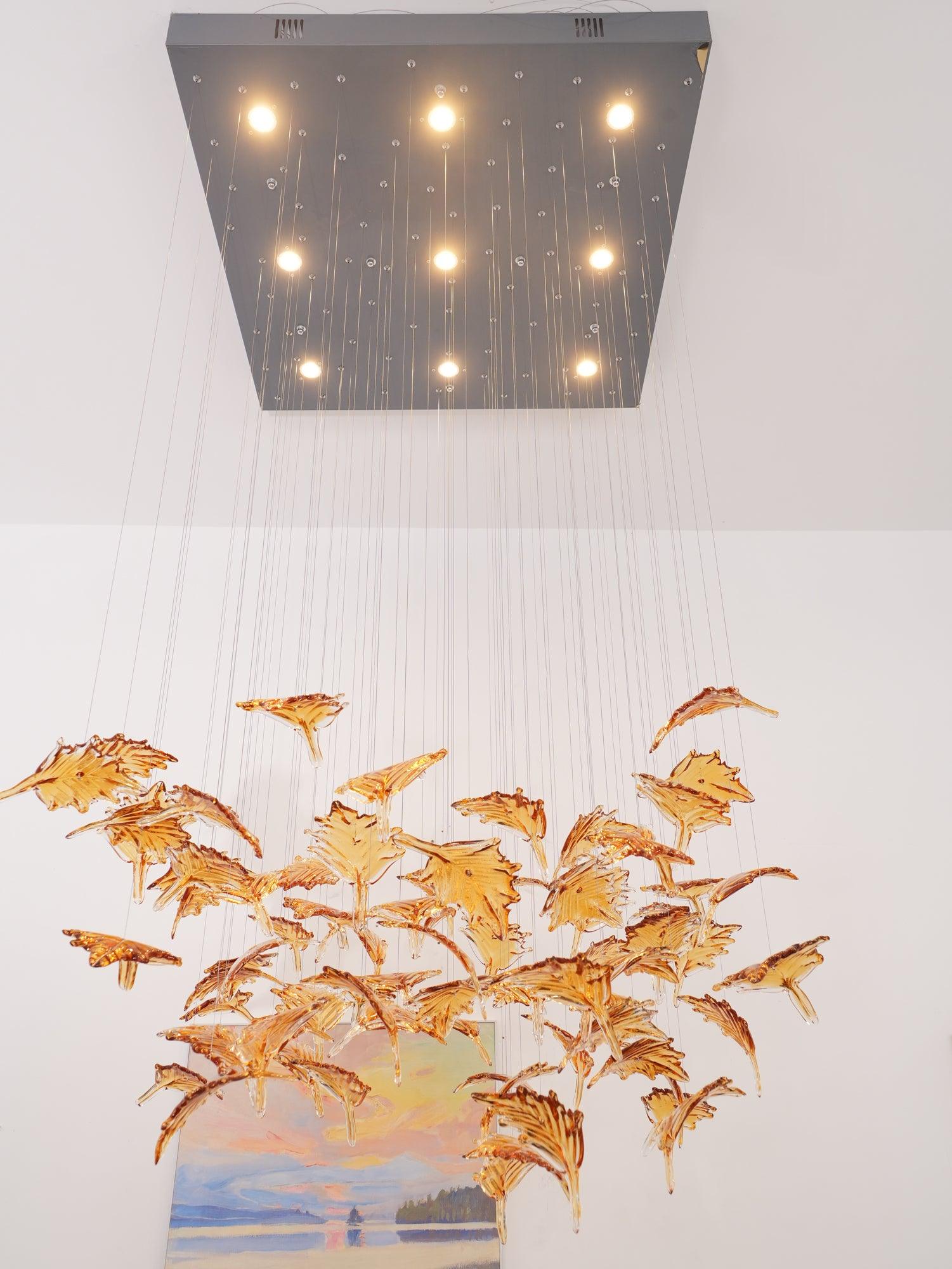 Multicolor Crystal Maple Leaf Chandelier-Homelova