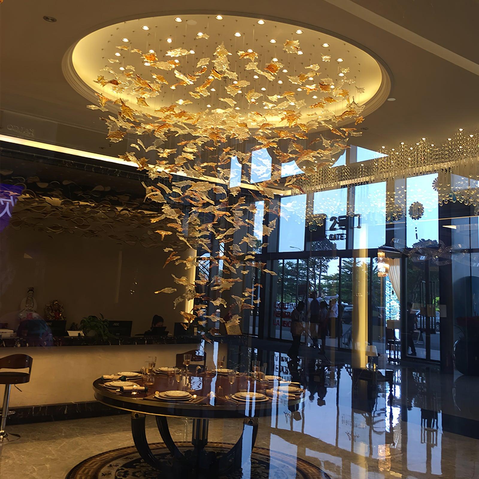 Multicolor Crystal Maple Leaf Chandelier-Homelova