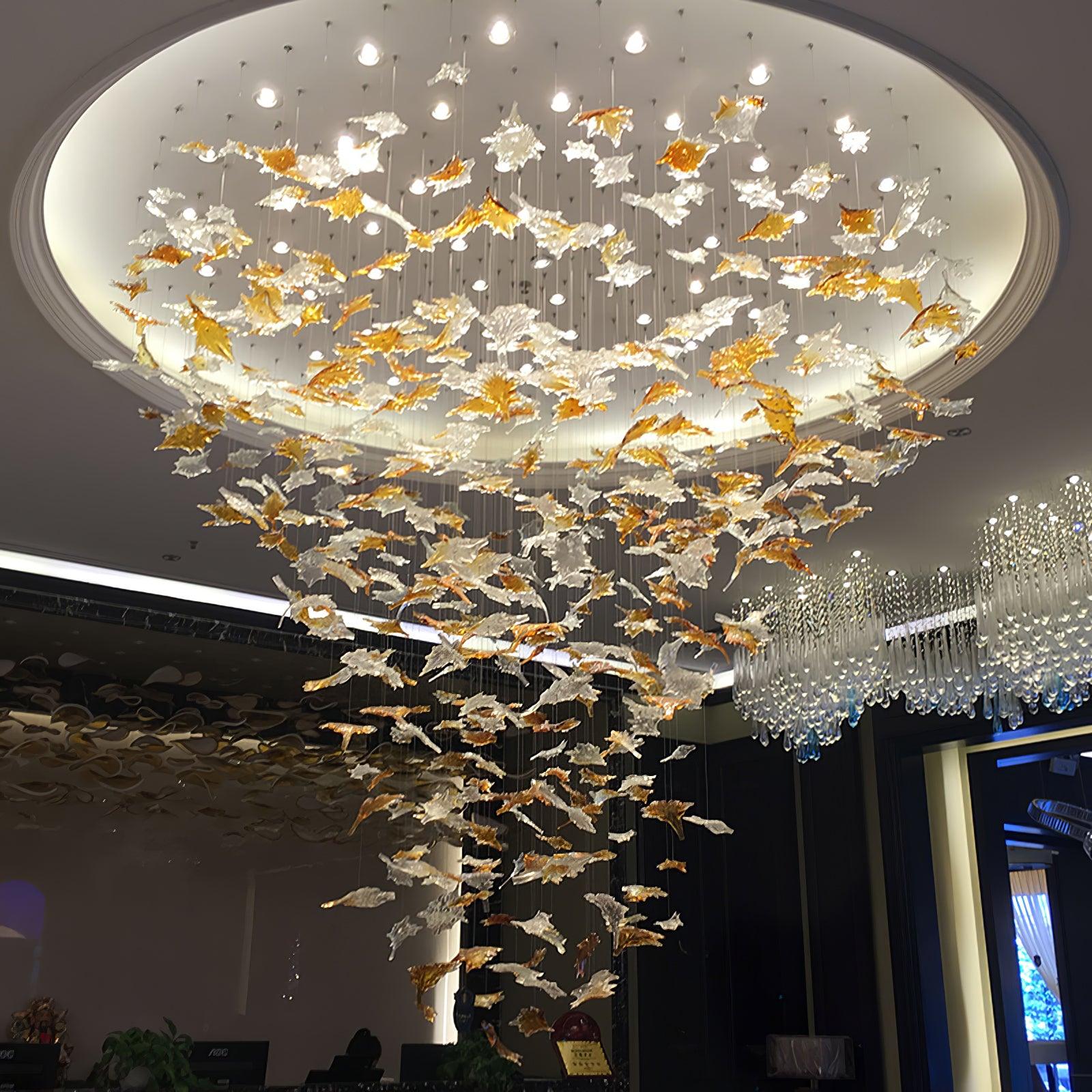 Multicolor Crystal Maple Leaf Chandelier-Homelova