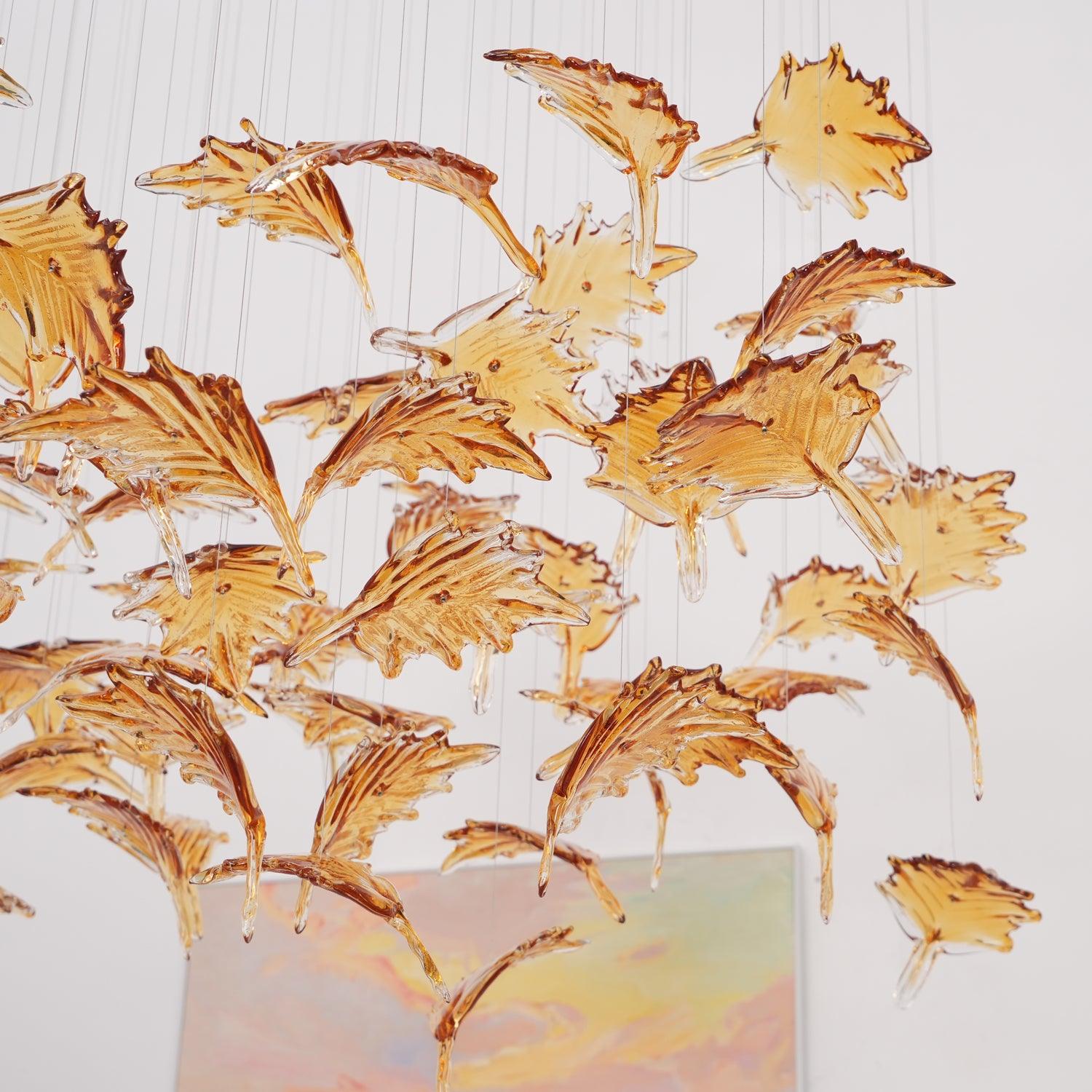 Multicolor Crystal Maple Leaf Chandelier-Homelova