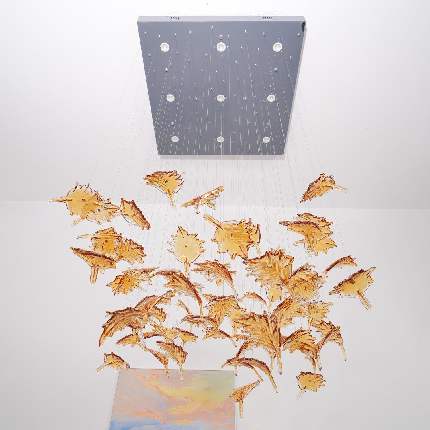 Multicolor Crystal Maple Leaf Chandelier-Homelova