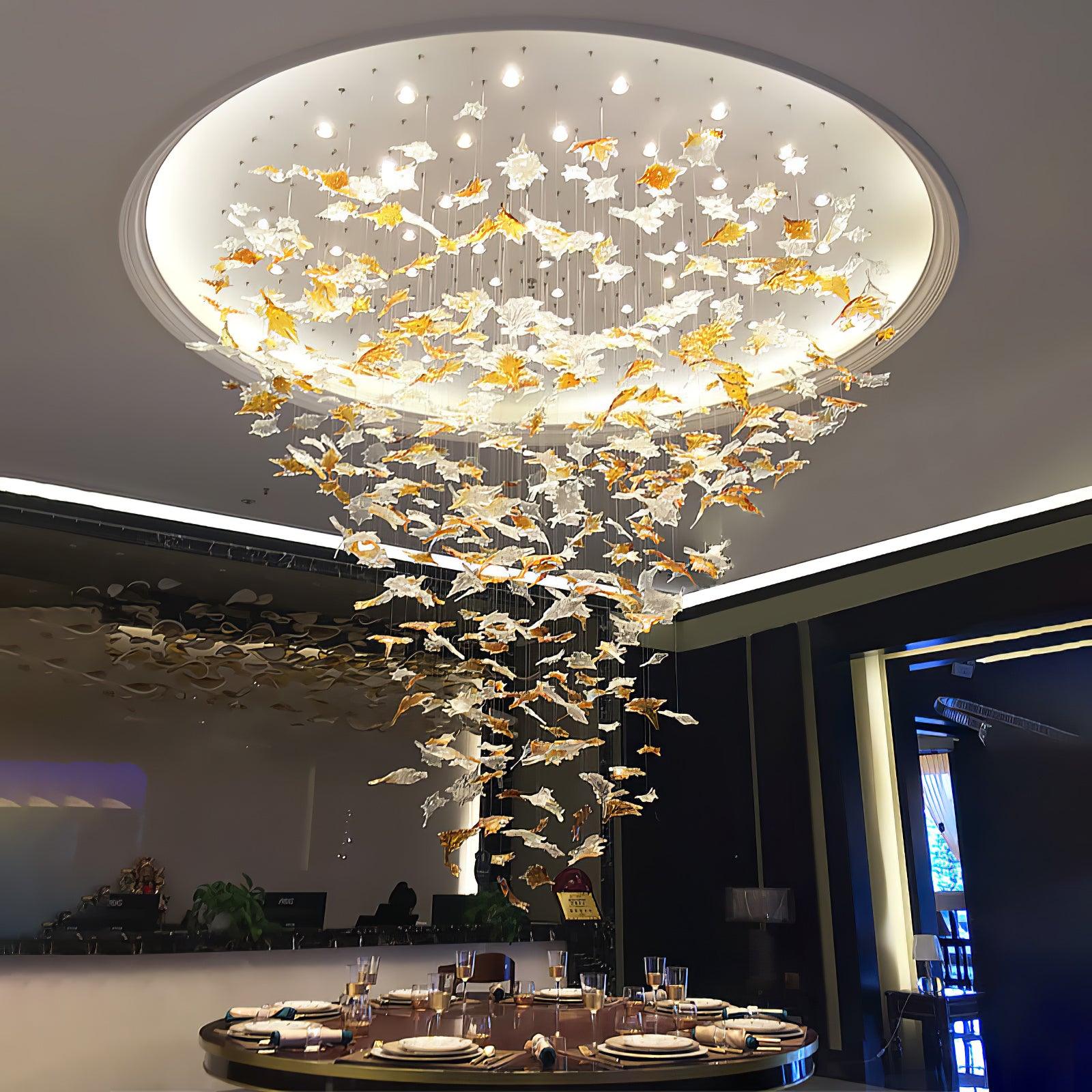 Multicolor Crystal Maple Leaf Chandelier-Homelova