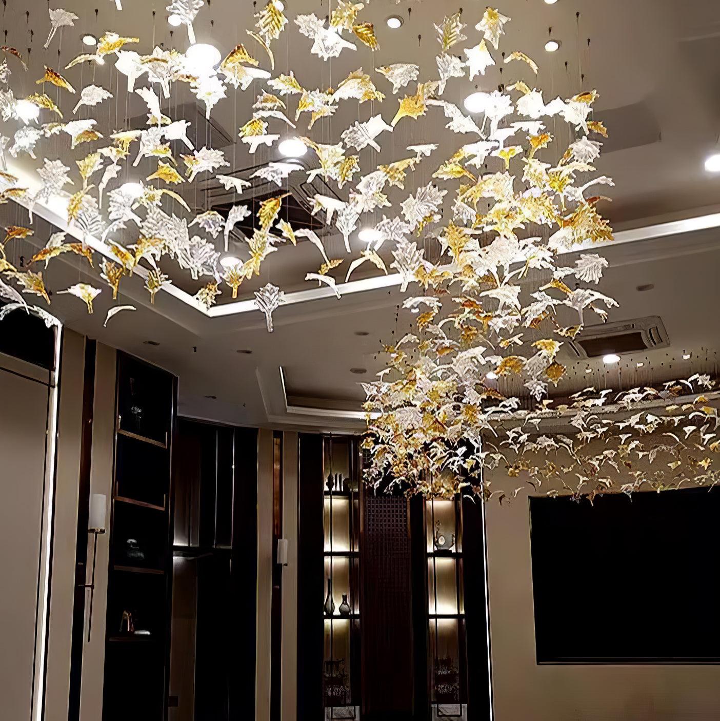 Multicolor Crystal Maple Leaf Chandelier-Homelova