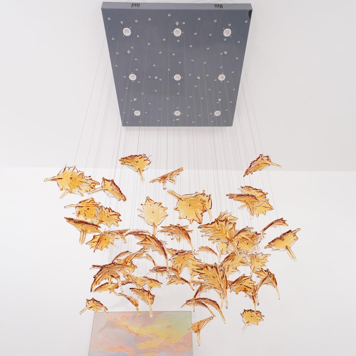 Multicolor Crystal Maple Leaf Chandelier-Homelova