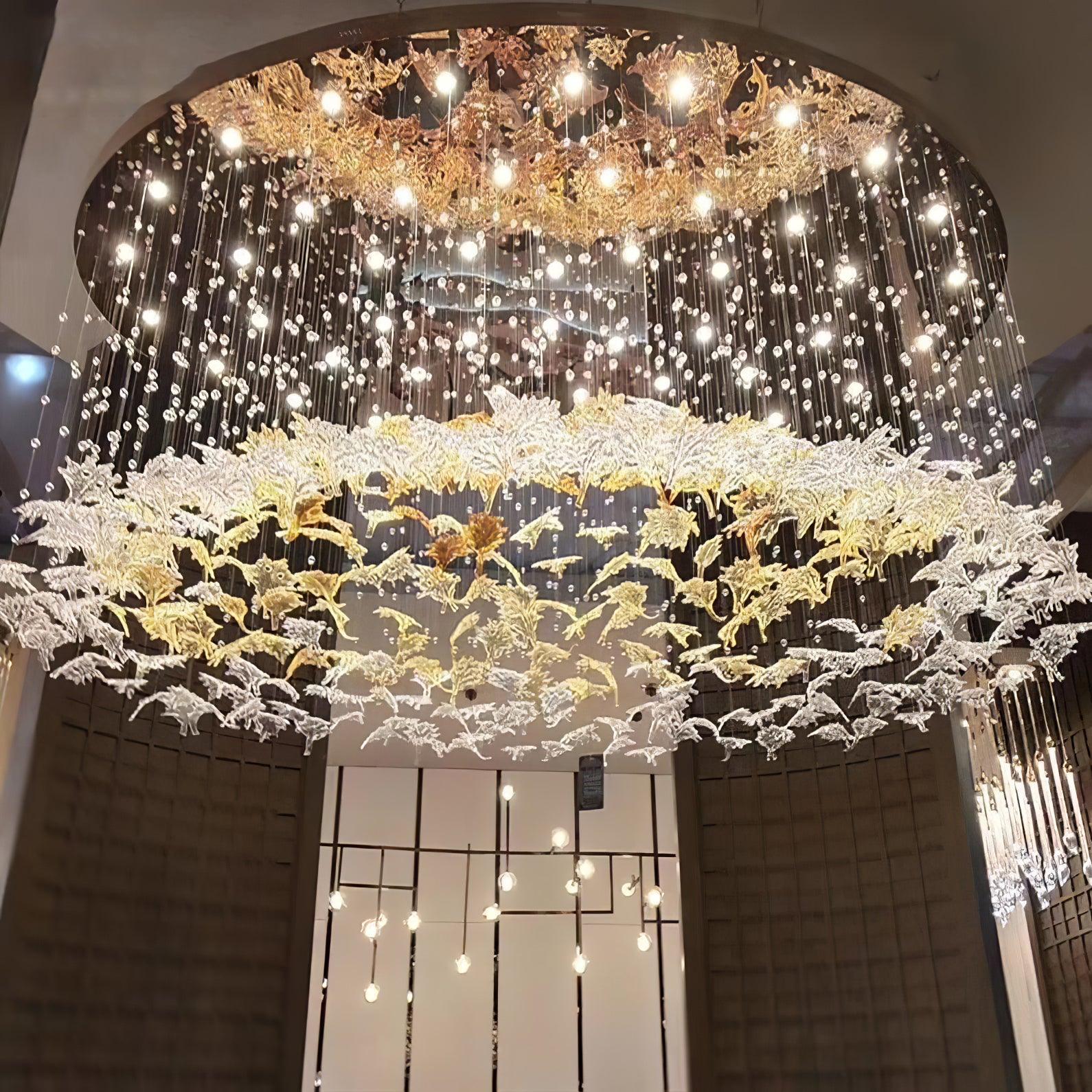 Multicolor Crystal Maple Leaf Chandelier-Homelova