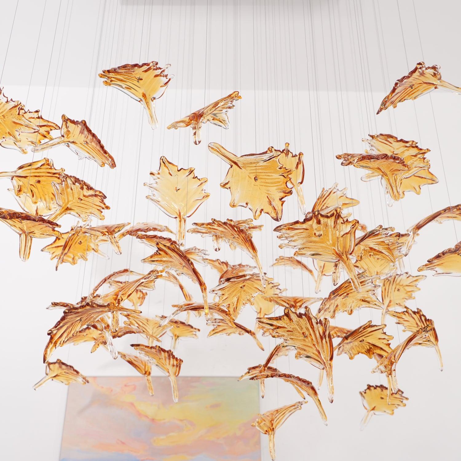 Multicolor Crystal Maple Leaf Chandelier-Homelova