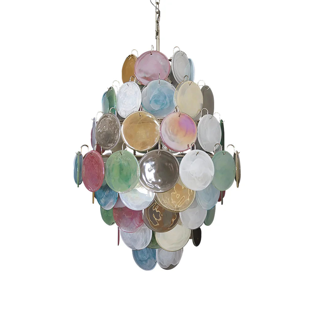 Huge Vintage Murano Multicolored Disks Chandelier-Homelova
