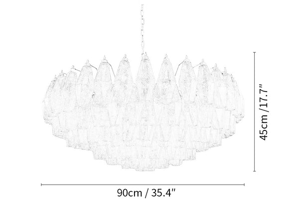 Murano Faceted Transparent Smoked Glass Chandelier