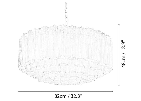 Murano Large Amethyst Glass Tube Chandelier