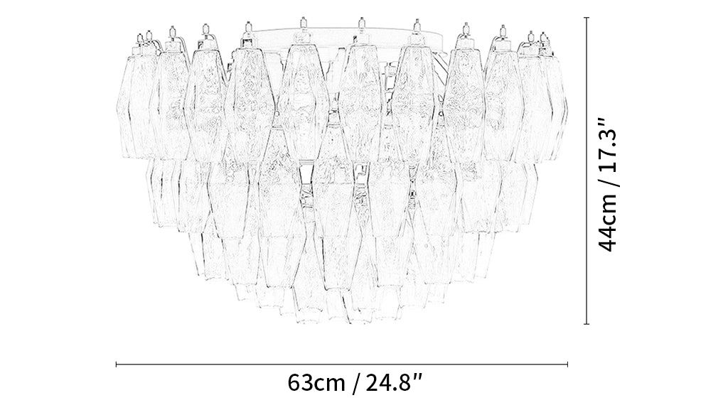 Murano Poliedri Transparent Smoked Ceiling Light