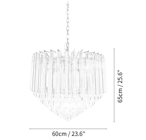 Murano Quadriedri Prisms Pink Chandelier