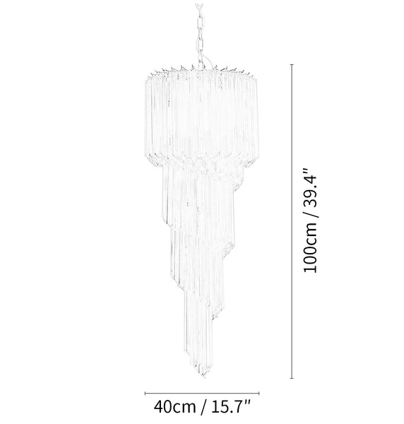 Murano Spiral Transparent Smoked Prism Glass Chandelier
