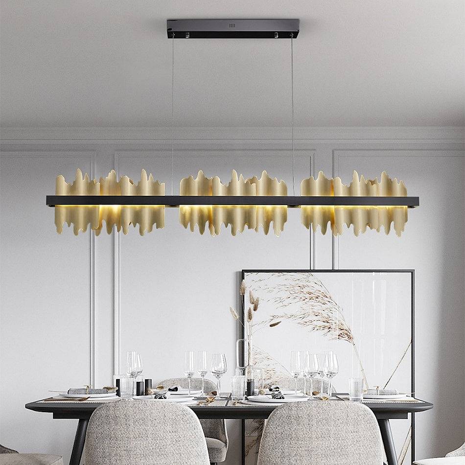 Nera Brushed Brass Dining Room Chandelier-Homelova