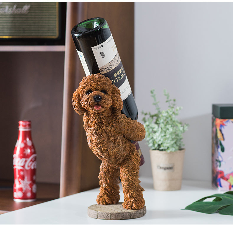 Fun Decorative Dog Wine Rack, Cute Teddy Tabletop Ornament Ideas-Homelova