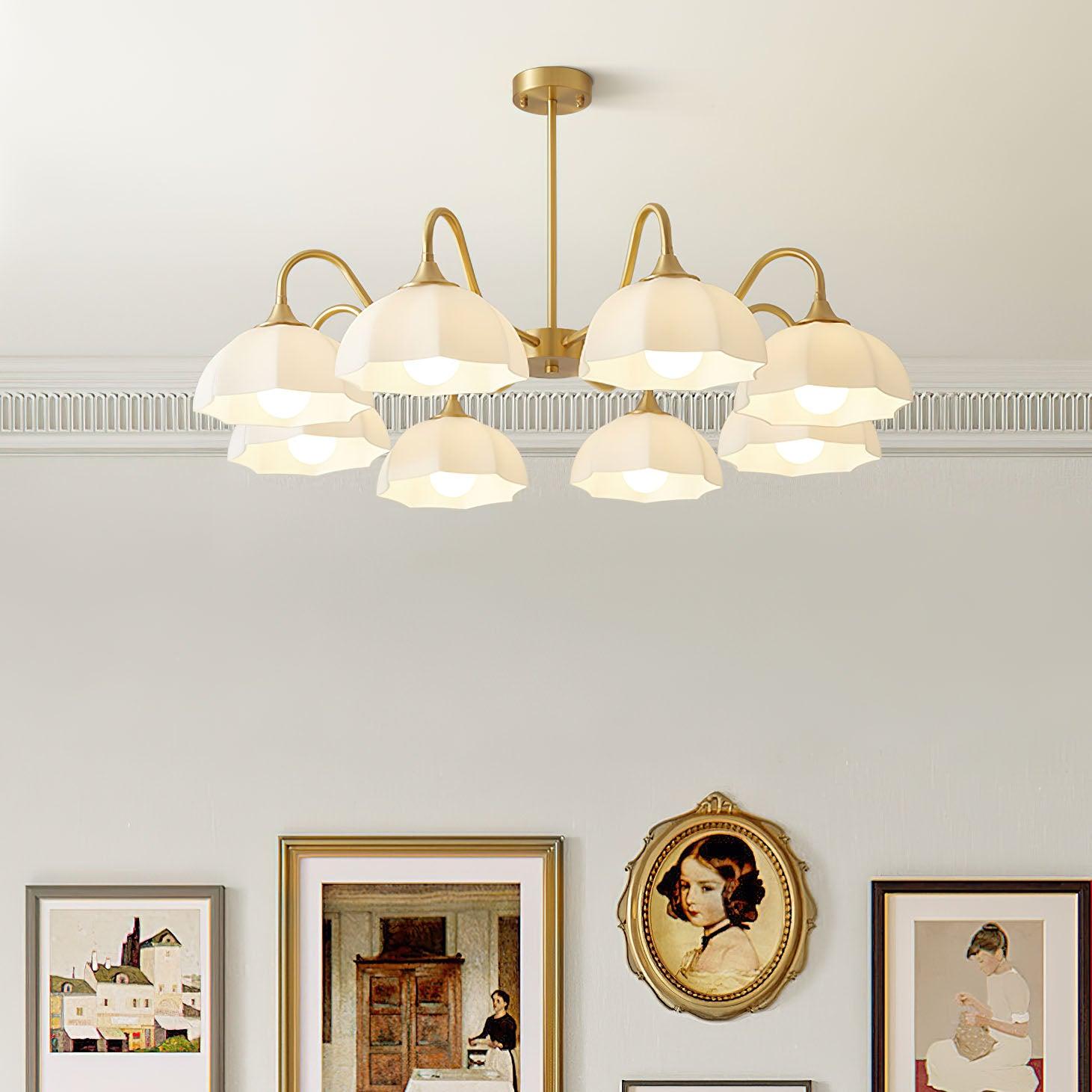 Octagonal Glass Bowl Chandelier-Homelova