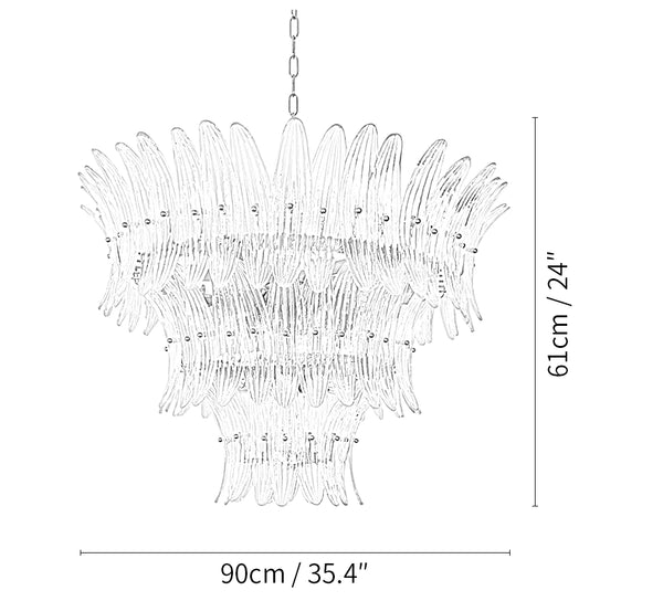 Palm Leaves Murano Transparent Glass Chandelier