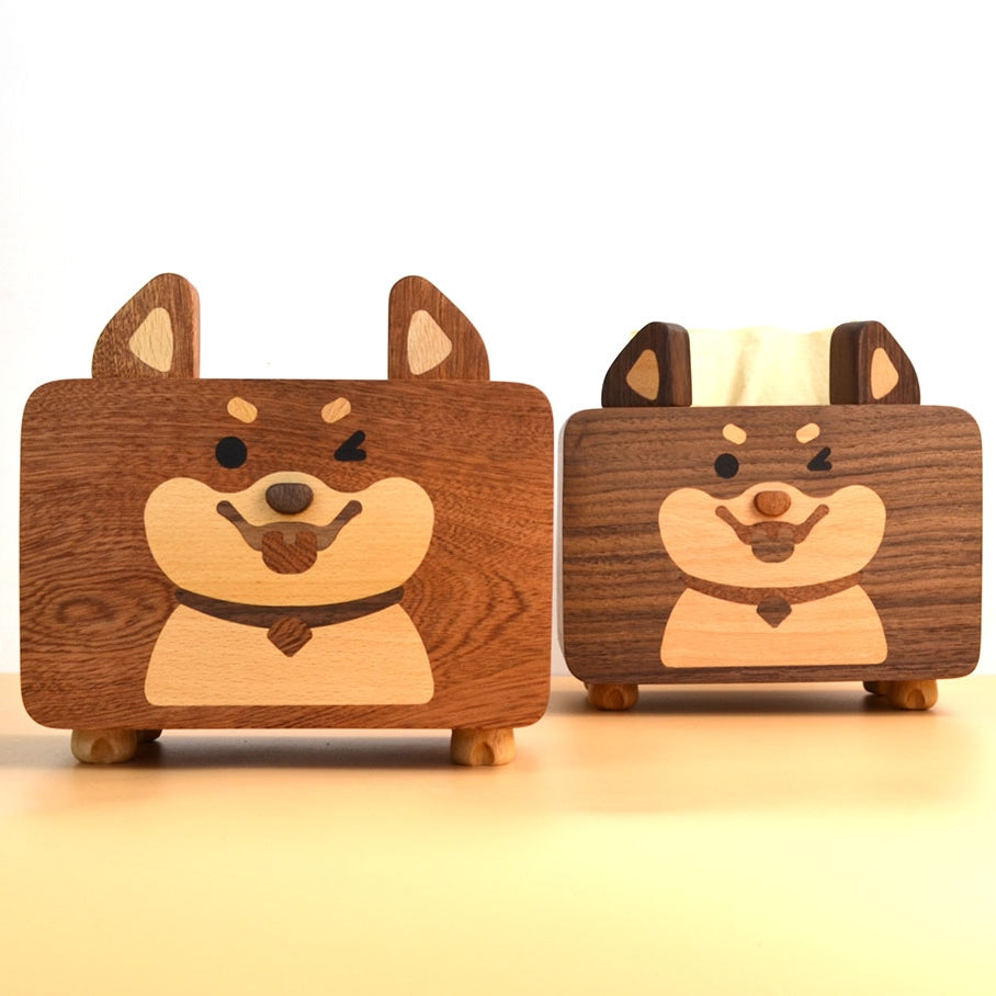 Pet Dog Pattern Wooden Tissue Box,Living Room House Decoration-Homelova