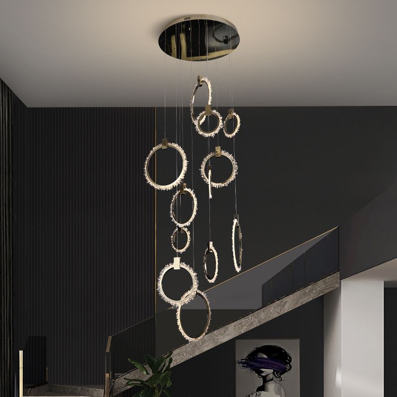 Primary Crystal 12 Rings Staircase Chandelier-Homelova