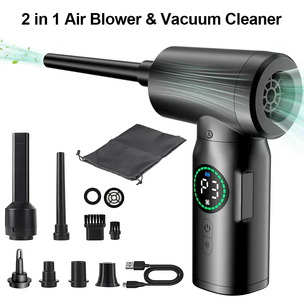 2-in-1 Portable Vacuum Cleaner And Blower With Compressed Air And Led Light (7500mah)-Homelova