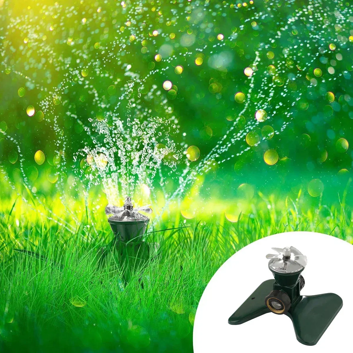 360 - Degree Automatic Rotating Metal Lawn Sprinkler - Effective Garden Irrigation Spray Head-Homelova