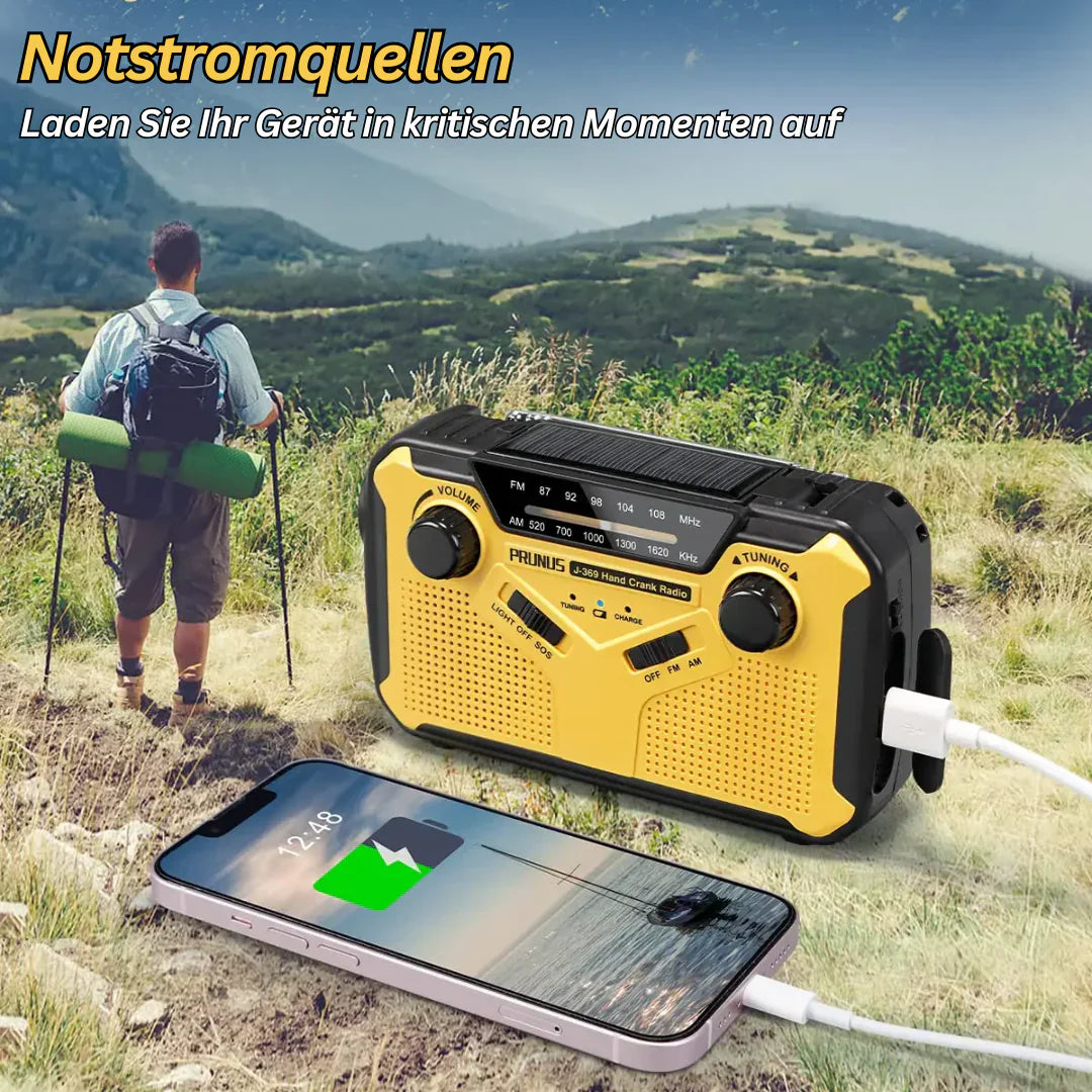 Emergency Radio With Crank & Solar - Portable Dynamo Radio With Power Bank & LED Torch-Homelova