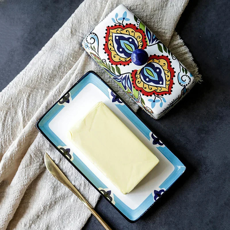 Hand - Painted Butter Dish in Tuscan Style-Homelova