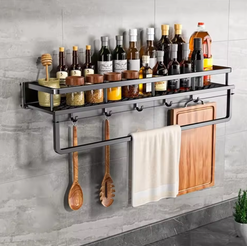 Contemporary Black Kitchen Shelf-Homelova