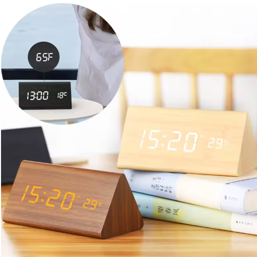 LED wooden watch with voice activation-Homelova
