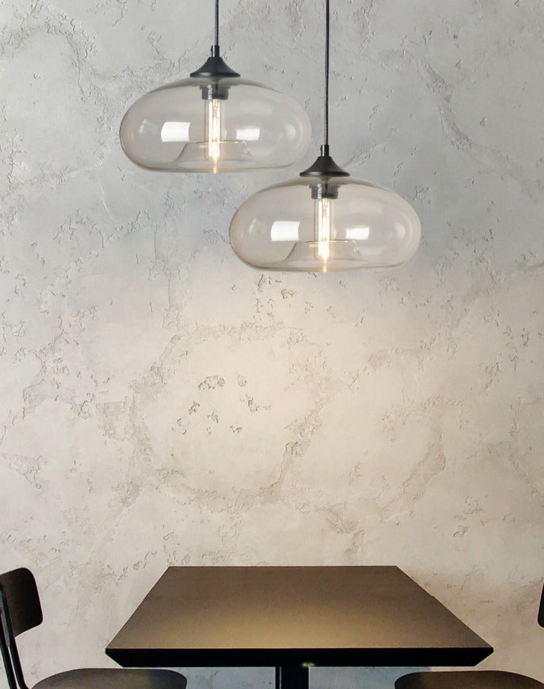 Modern Colored Smoked Oval Glass Pendant Lights-Homelova