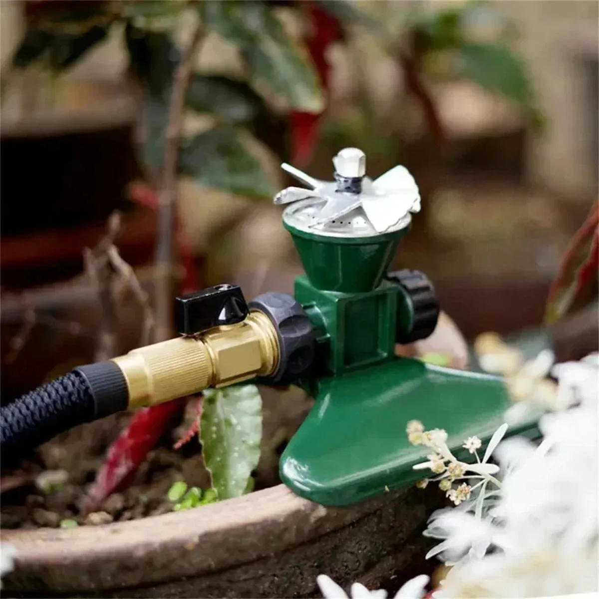 360 - Degree Automatic Rotating Metal Lawn Sprinkler - Effective Garden Irrigation Spray Head-Homelova