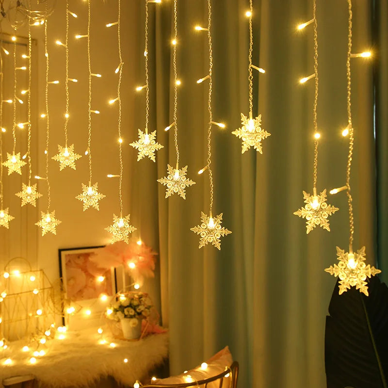Led Fairy Lights With Snowflakes - Colourful Decorative Lights For Christmas And Festive Decorations-Homelova