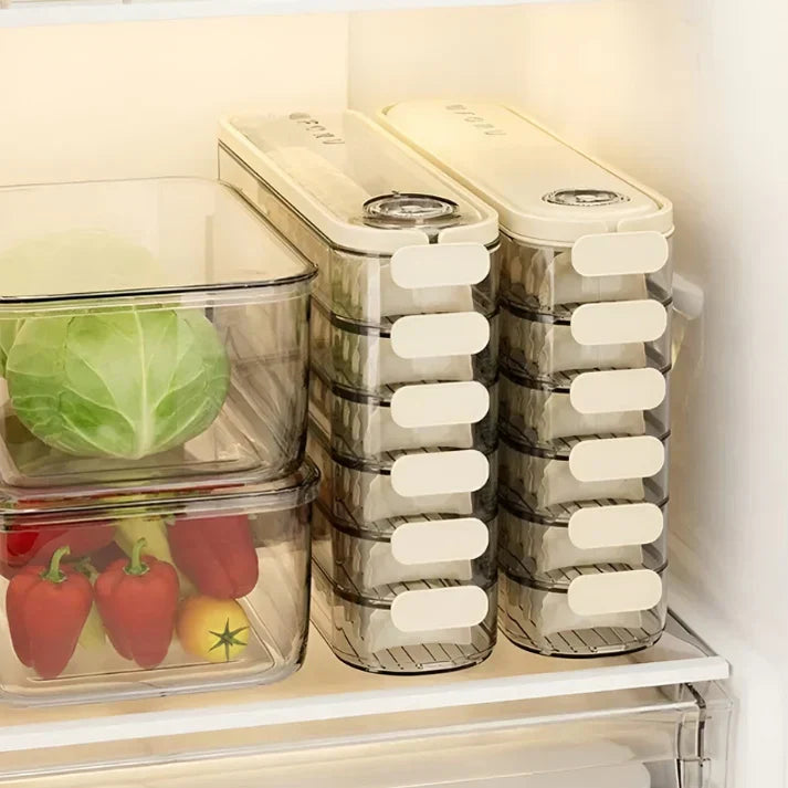 Stackable Freshness Containers with Freshness Valve - Storage Solutions for Food in the Refrigerator - Set of 4-Homelova
