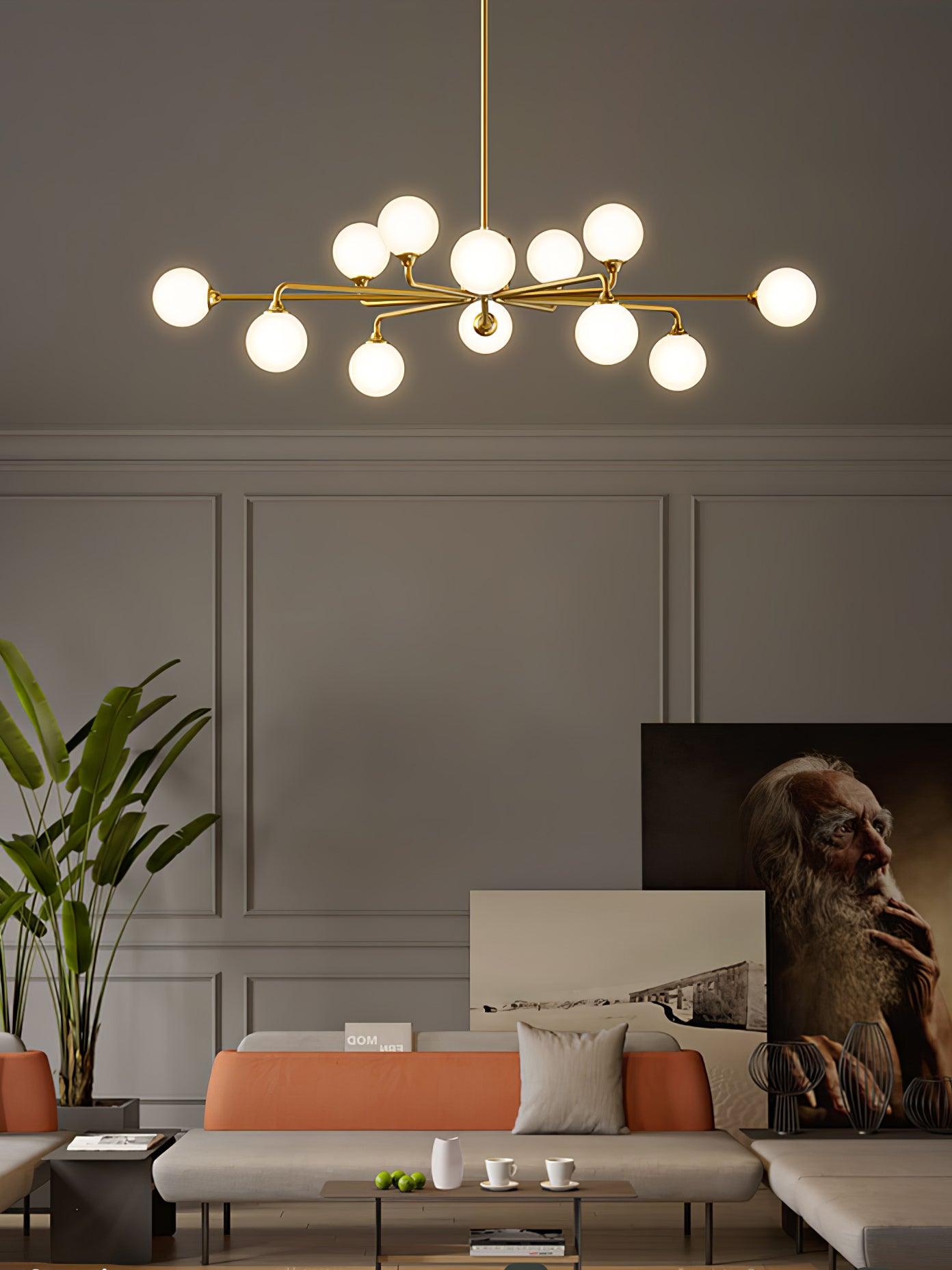 Staggered Glass Globes Chandelier-Homelova