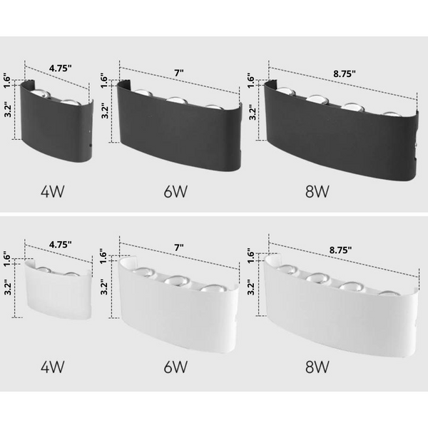 Veda Outdoor LED Wall Light Dimensions