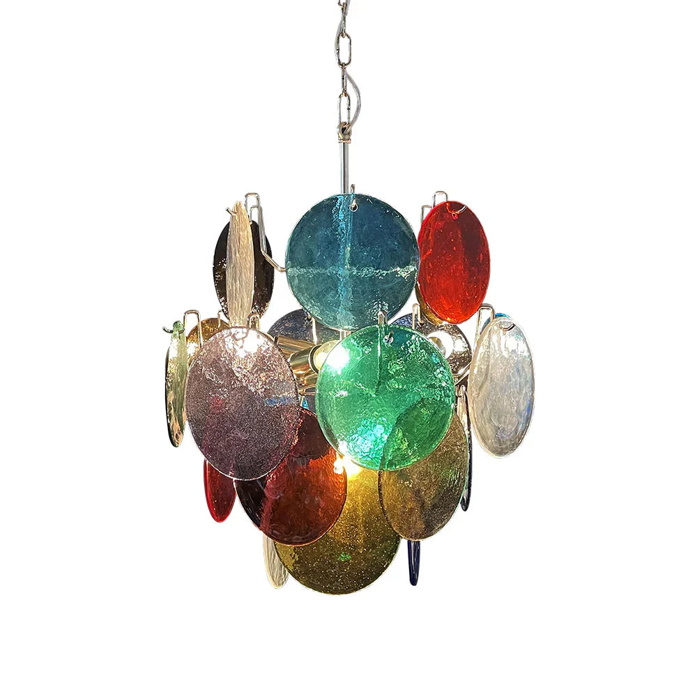 Vintage Murano Multicolored Glass Disks Chandelier-Homelova