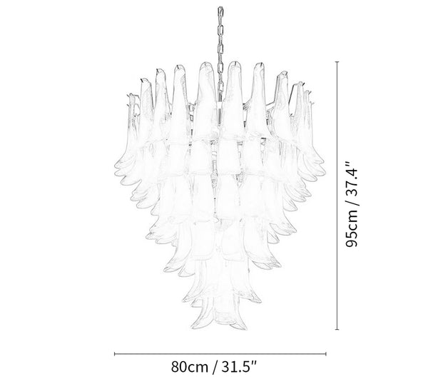 Vintage Murano Transparent Glass Petals Chandelier
