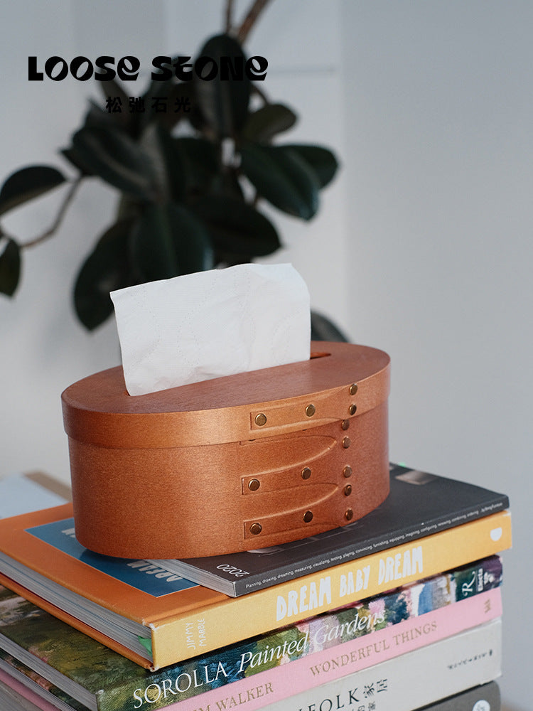 Vintage Oval Wooden Tissue Box and Organizer-Homelova