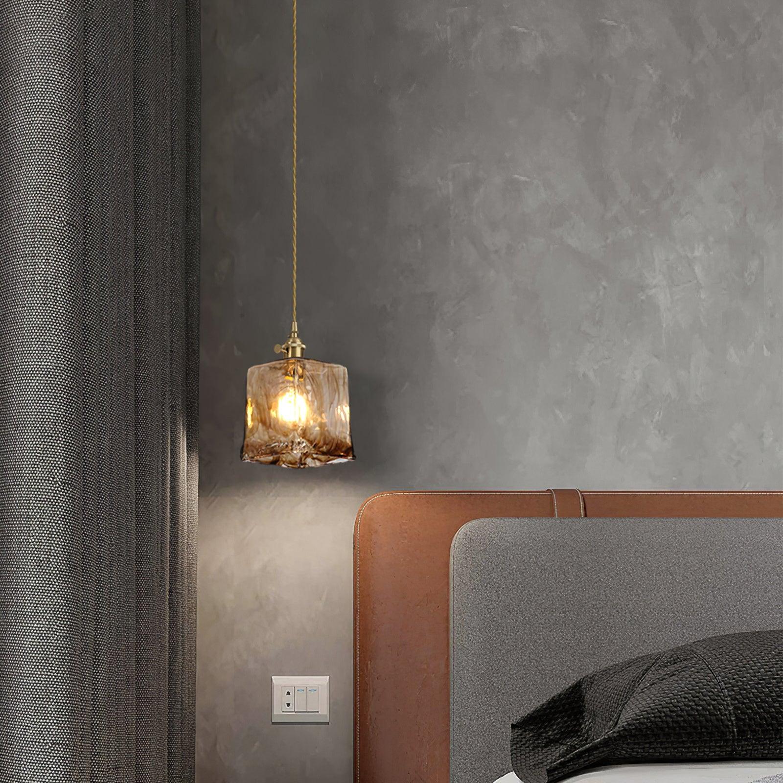 Vintage Brown Glass Pendant Light-Homelova