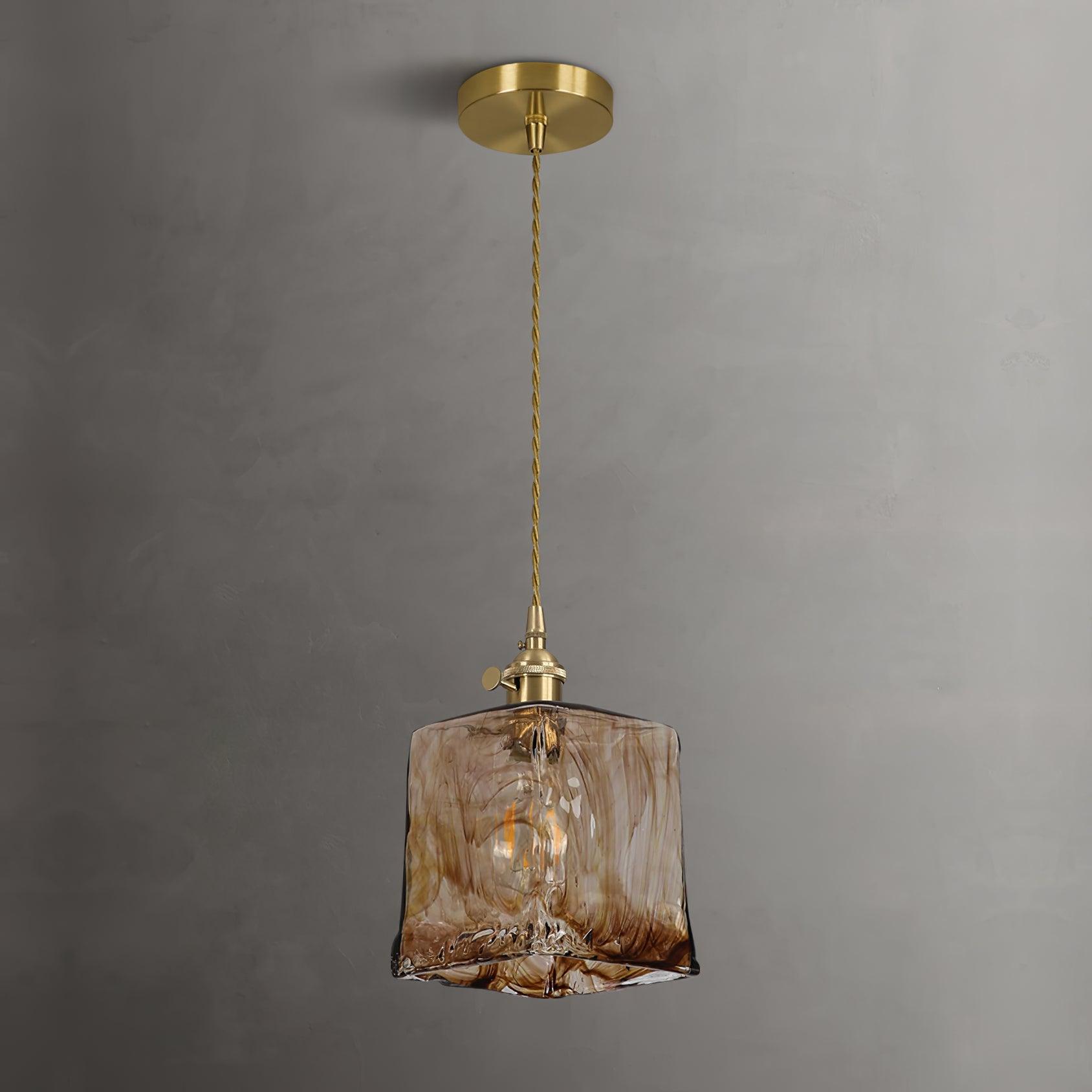 Vintage Brown Glass Pendant Light-Homelova