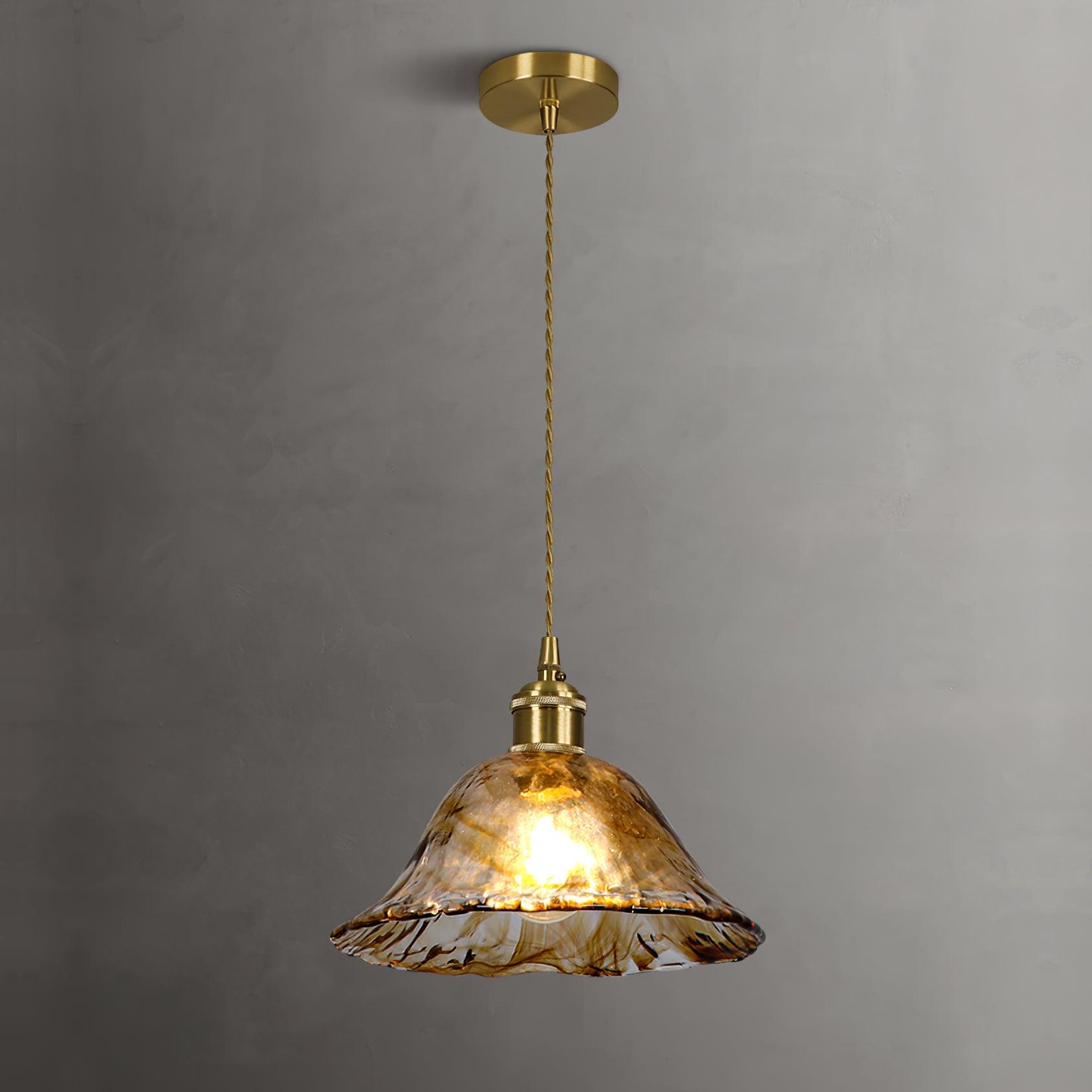 Vintage Brown Glass Pendant Light-Homelova