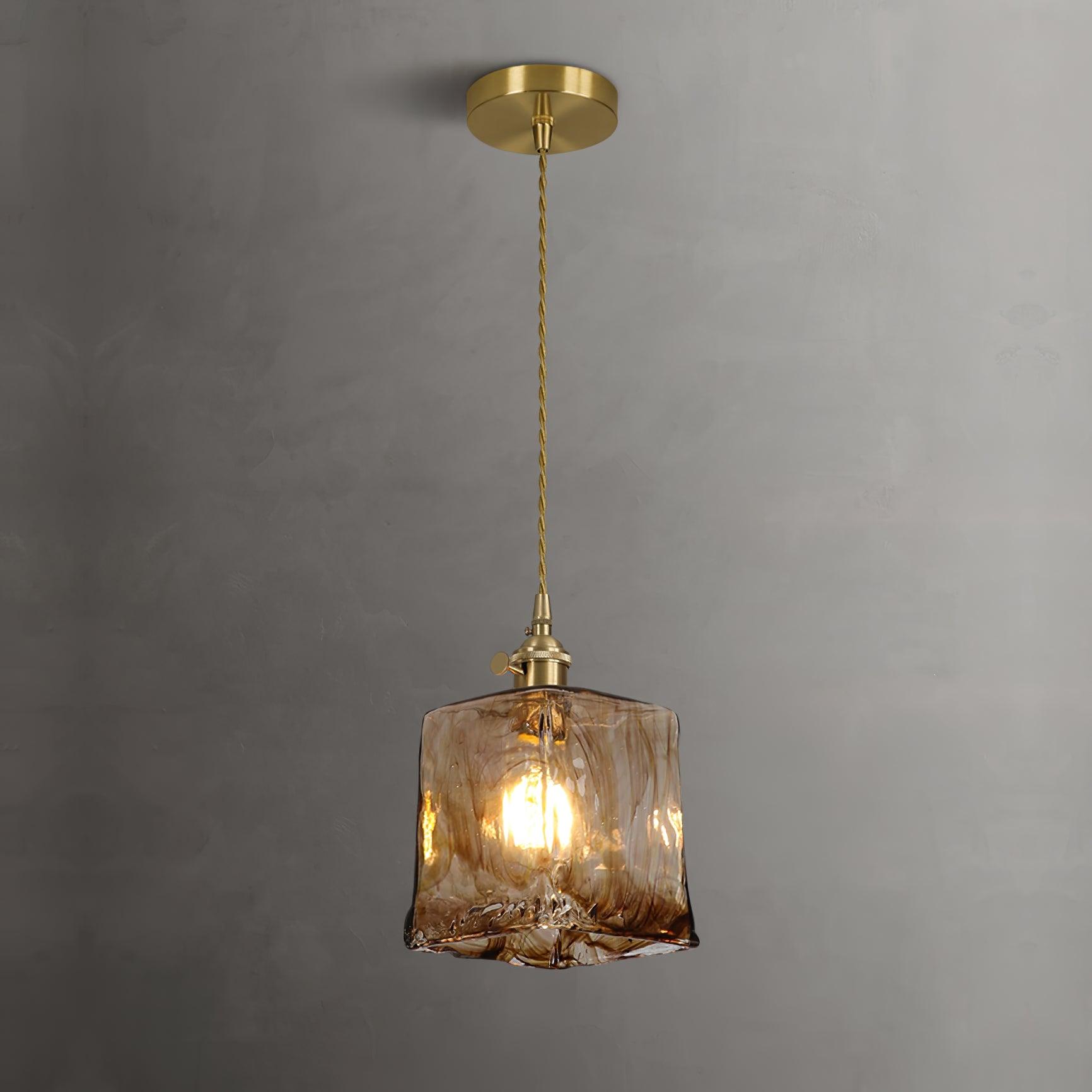 Vintage Brown Glass Pendant Light-Homelova