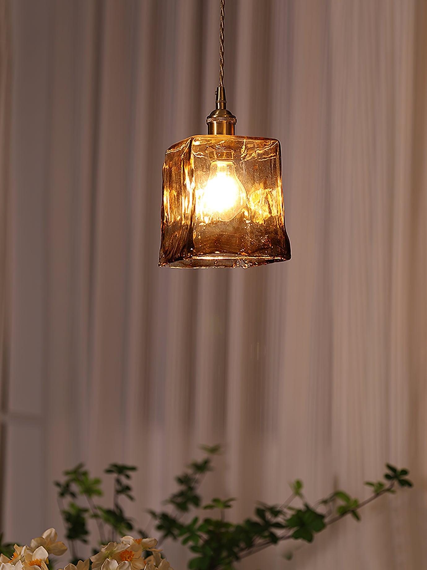 Vintage Brown Glass Pendant Light-Homelova