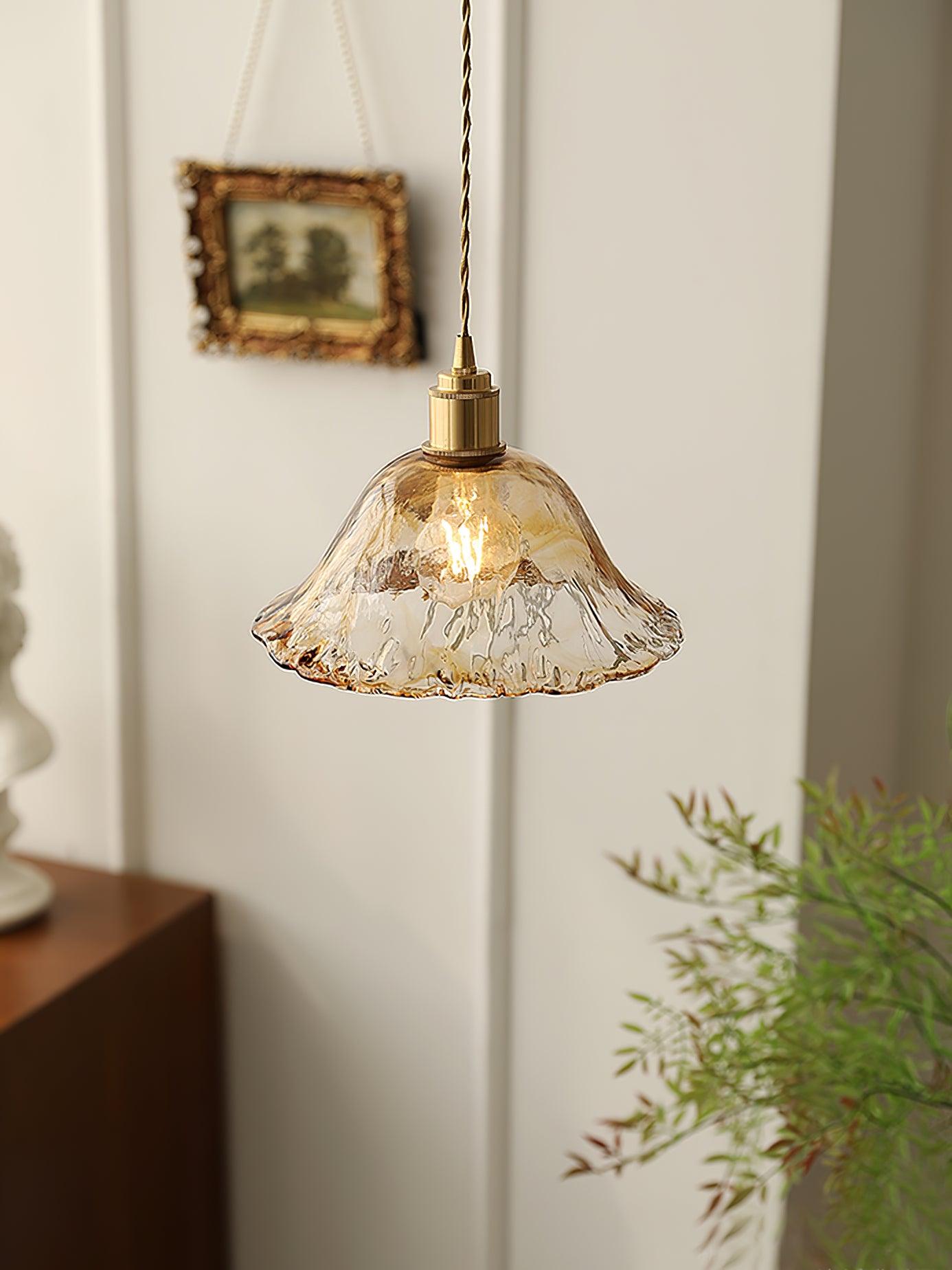 Vintage Brown Glass Pendant Light-Homelova