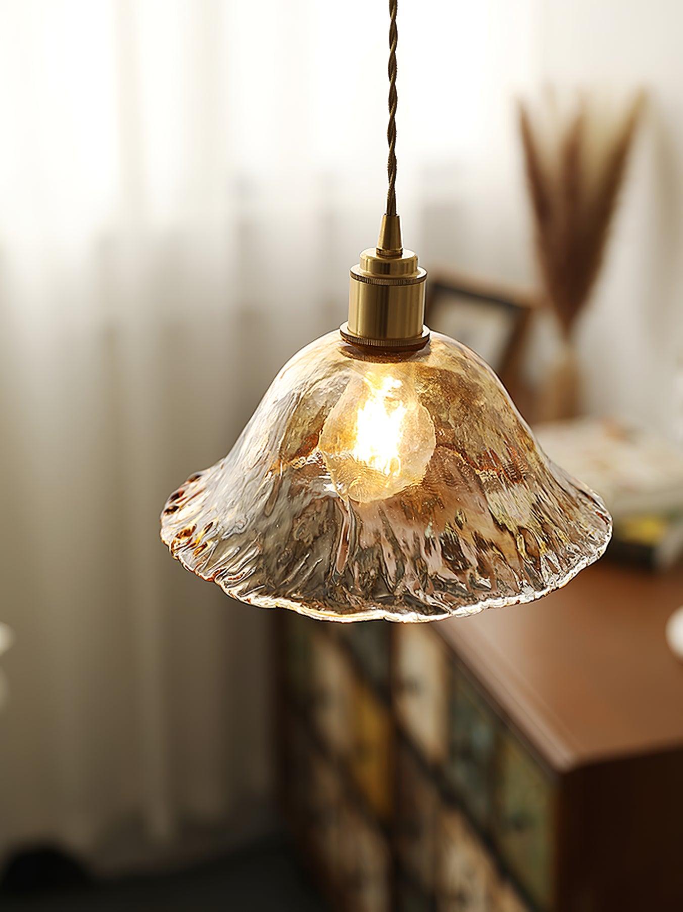 Vintage Brown Glass Pendant Light-Homelova
